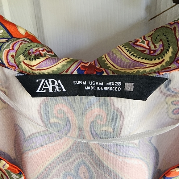 Zara Colourful Paisley Satin Tunic Dress Sz Medium - Picture 3 of 10
